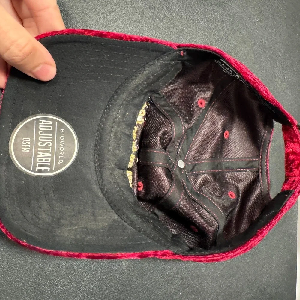 Harry Potter Hat Cap Men OS Burgundy Red Velvet‎ Marauders Map Wizarding World